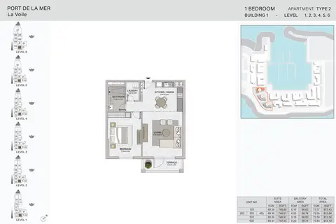 Plattegrond van 1 slaapkamer in La Voile