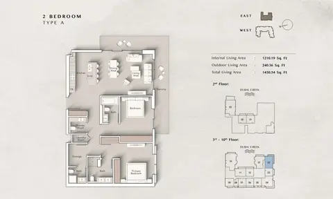Plattegrond van 2 slaapkamers in Ellington Art Bay