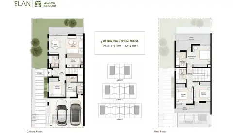 Plattegrond van 4 slaapkamers in Elan Townhouses