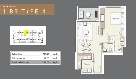 Plattegrond van 1 slaapkamer in Wilton Terraces I