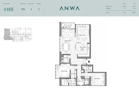 Plattegrond van 2 slaapkamers in Omniyat Anwa