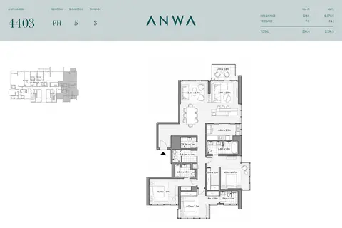 Plattegrond van 3 slaapkamers in Omniyat Anwa