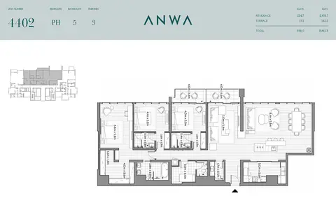 Plattegrond van 3 slaapkamers in Omniyat Anwa