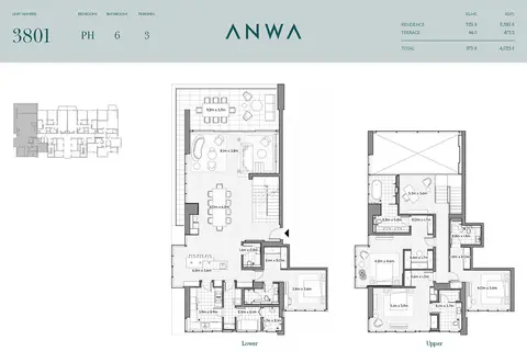 Plattegrond van 4 slaapkamers in Omniyat Anwa