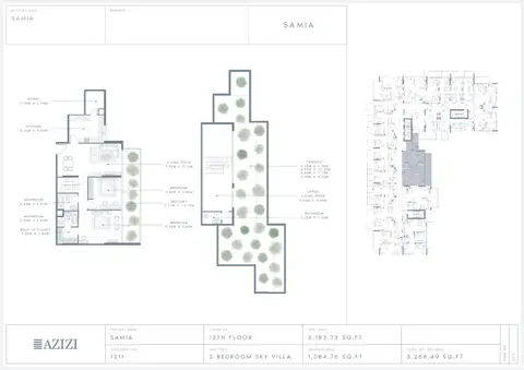 Plattegrond van 2 slaapkamers in Azizi Samia