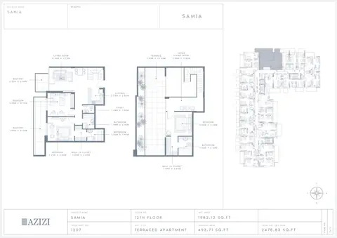 Plattegrond van 3 slaapkamers in Azizi Samia