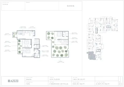 Plattegrond van 3 slaapkamers in Azizi Samia