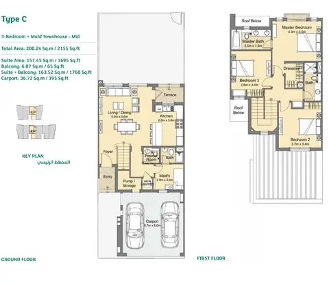 Plattegrond van 3 slaapkamers in Casa Viva