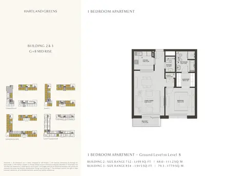 Plattegrond van 1 slaapkamer in Hartland Greens