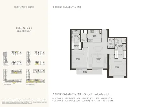 Plattegrond van 2 slaapkamers in Hartland Greens