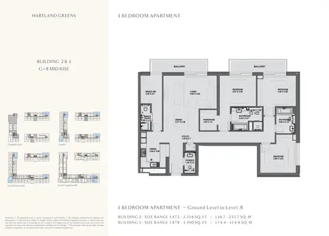 Plattegrond van 3 slaapkamers in Hartland Greens