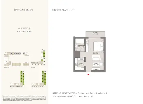 Plattegrond van Studio in Hartland Greens