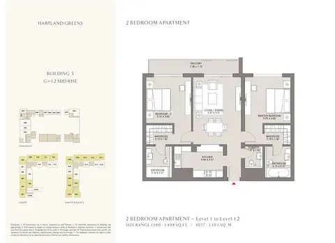 Plattegrond van 2 slaapkamers in Hartland Greens