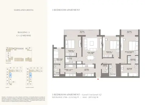 Plattegrond van 3 slaapkamers in Hartland Greens