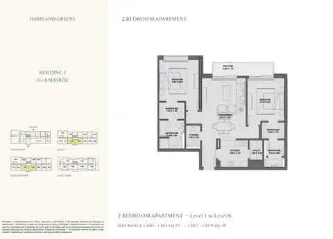Plattegrond van 2 slaapkamers in Hartland Greens