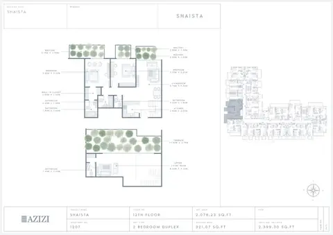Plattegrond van 2 slaapkamers in Azizi Shaista Serviced Residences