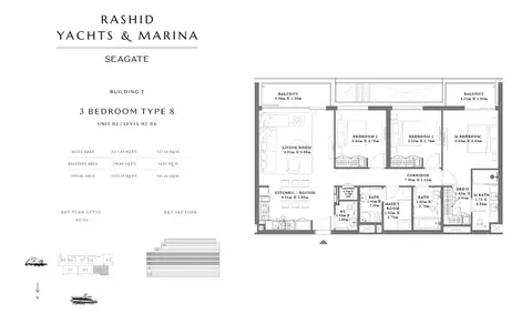 Plattegrond van 3 slaapkamers in Seagate Mina Rashid