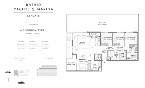Plattegrond van 4 slaapkamers in Seagate Mina Rashid