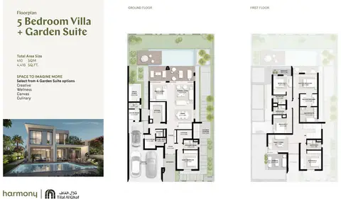 Plattegrond van 5 slaapkamers in Harmony Villas