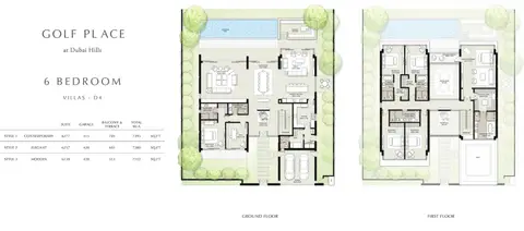 Plattegrond van 6 slaapkamers in Golf Place Villas