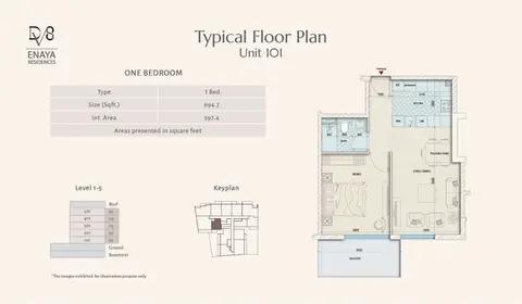 Plattegrond van 1 slaapkamer in Enaya Residences at JVT