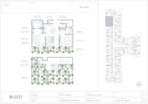 Plattegrond van 2 slaapkamers in Azizi Plaza