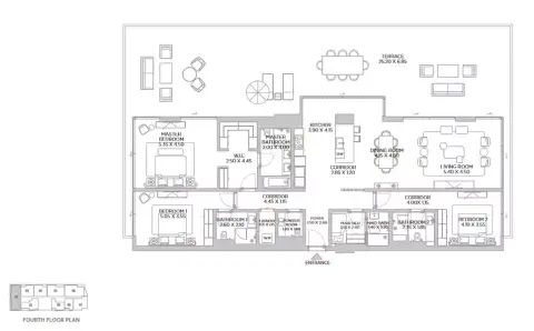 Plattegrond van 3 slaapkamers in Beach Residences Dubai Islands