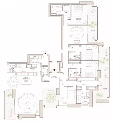 Plattegrond van 4 slaapkamers in Solaya 4 and 6