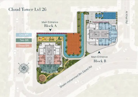 Plattegrond van 3 slaapkamers in Cloud Twin Tower