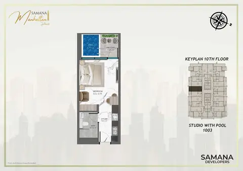 Plattegrond van Studio in Samana Manhattan 2