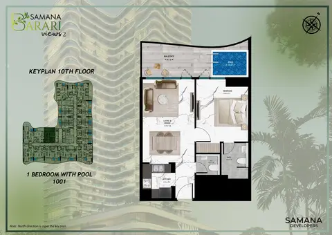 Plattegrond van 1 slaapkamer in Samana Barari Views 2