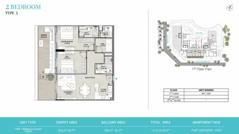 Plattegrond van 2 slaapkamers in Reef 1000 at DLRC