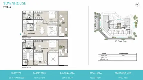 Plattegrond van 2 slaapkamers in Reef 1000 at DLRC