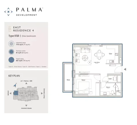 Plattegrond van 1 slaapkamer in East Residence 4 At Serenia District