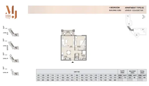 Plattegrond van 1 slaapkamer in Madinat Jumeirah Living Apartments