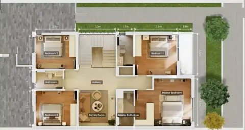 Plattegrond van 4 slaapkamers in Theon at Athlon