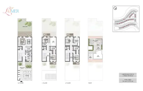 Plattegrond van 3 slaapkamers in Sur La Mer