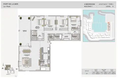 Plattegrond van 4 slaapkamers in La Sirene Port De La Mer