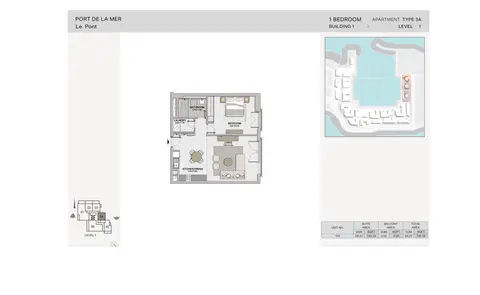 Plattegrond van 1 slaapkamer in La Sirene Port De La Mer