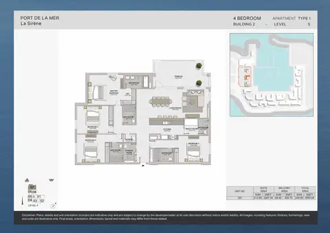 Plattegrond van 4 slaapkamers in La Sirene Port De La Mer