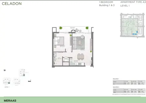 Plattegrond van 1 slaapkamer in Celadon Central Park