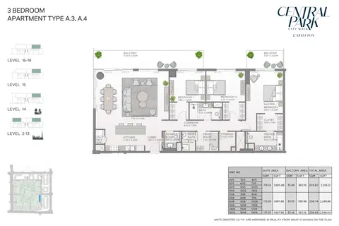Plattegrond van 3 slaapkamers in Castleton Central Park