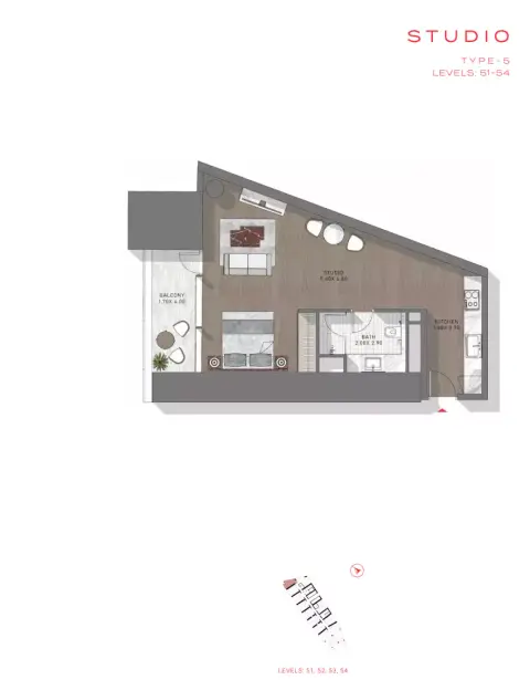 Plattegrond van Studio in Safa Two
