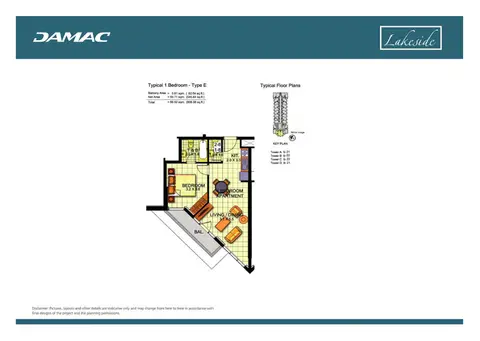Plattegrond van 1 slaapkamer in Lakeside