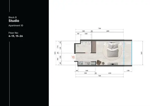 Plattegrond van Studio in Guzel Towers at JVT