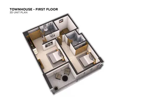 Plattegrond van 2 slaapkamers in Loreto at Damac Hills