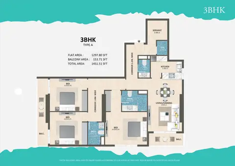 Plattegrond van 3 slaapkamers in Time 3 at DLRC