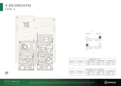 Plattegrond van 4 slaapkamers in City Walk Crestlane 4 by Meraas