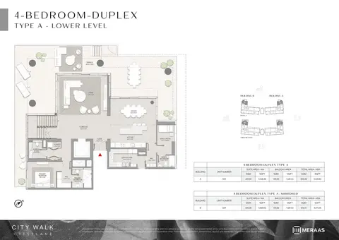 Plattegrond van 4 slaapkamers in City Walk Crestlane 4 by Meraas