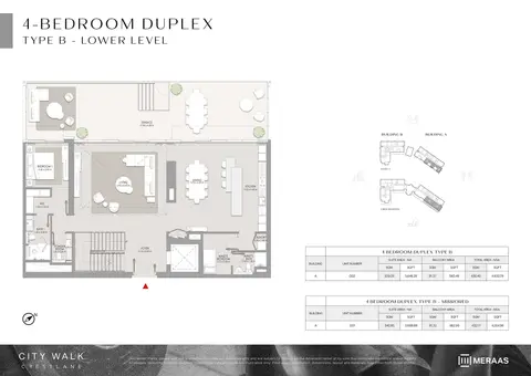 Plattegrond van 4 slaapkamers in City Walk Crestlane 5 by Meraas